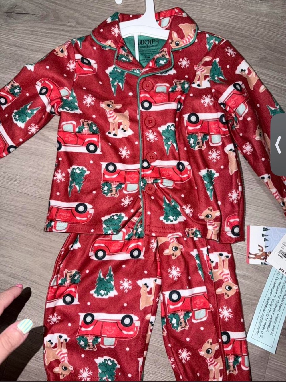 Kids Red Holiday Truck & Reindeer Pajama Set